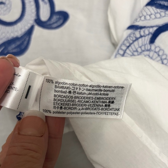 Zara White Blouse with Blue Embroidery - Picture 6 of 12